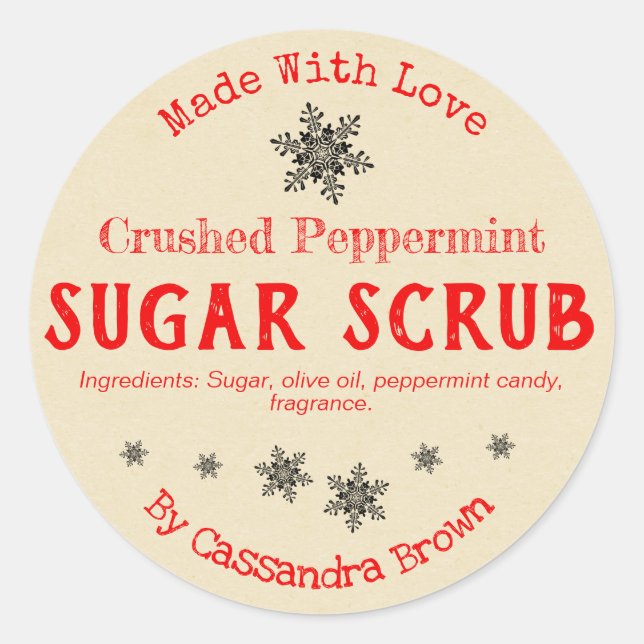 Christmas Sugar Scrub Customisable Handmade DIY Classic Round Sticker (Front)