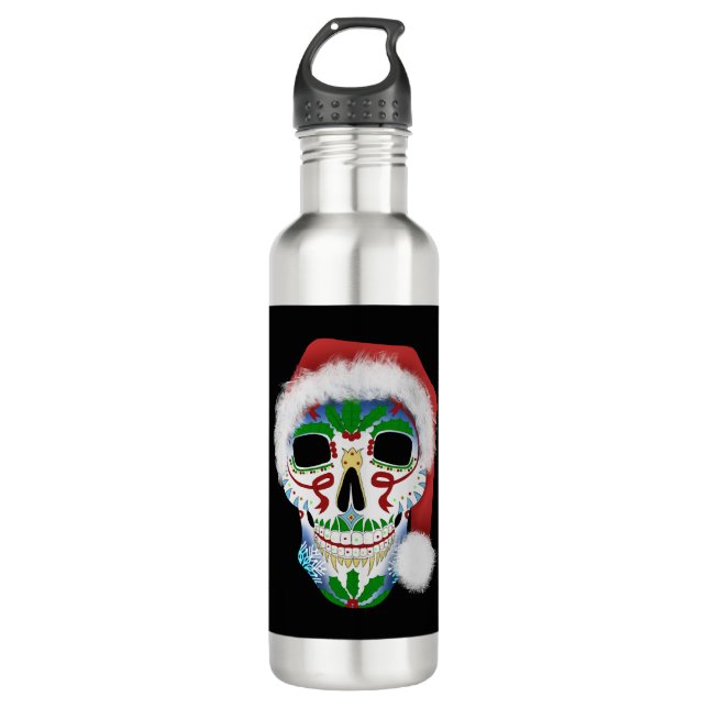 Christmas Sugar Skull 710 Ml Water Bottle (Front)