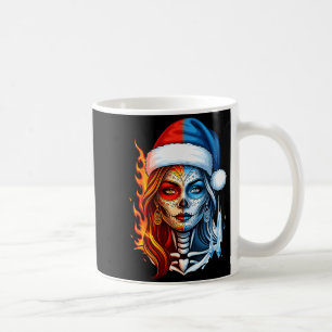 Christmas Sugar Skull Art Woman Santa Hat Fantasy Coffee Mug
