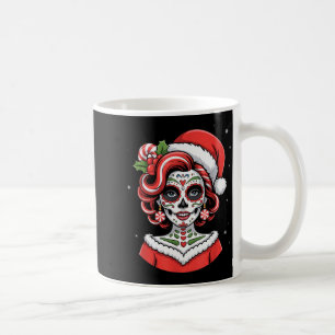 Christmas Sugar Skull Art Woman Santa Hat Festive  Coffee Mug