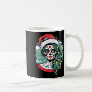 Christmas Sugar Skull Art Woman Santa Hat Festive Coffee Mug
