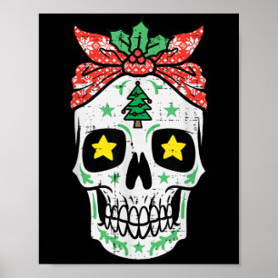 Christmas Sugar Skull Bandana Xmas Mexican Women G Poster
