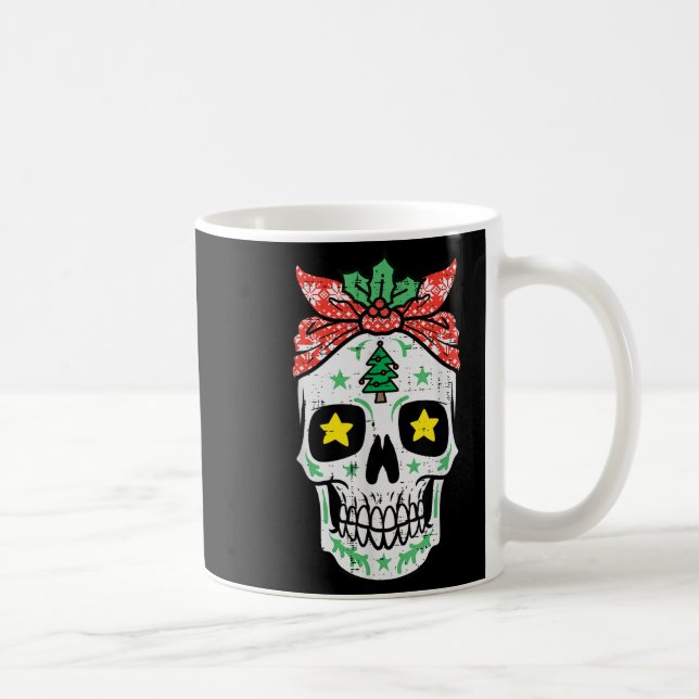 Christmas Sugar Skull Bandanna Xmas Mexican Women  Coffee Mug (Right)