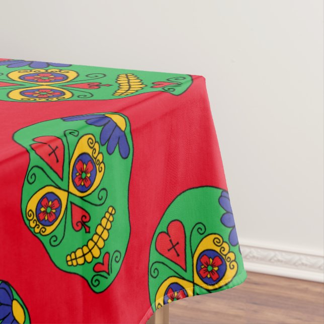 Christmas Sugar Skulls Tablecloth (In Situ)