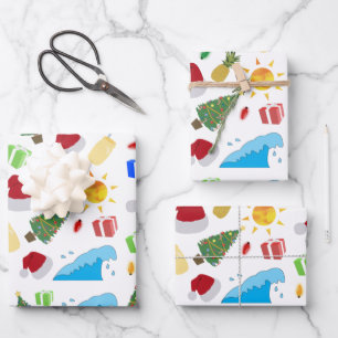Christmas Summer Beach Holiday Wrapping Paper Sheet