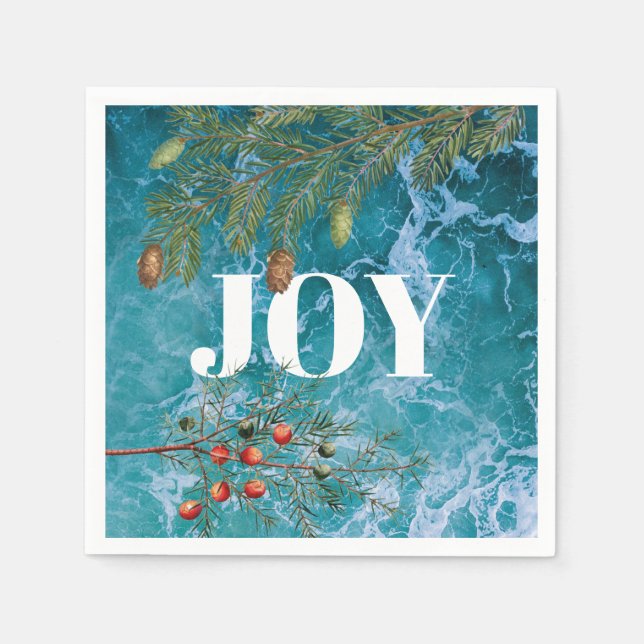 Christmas Summer Ocean Beach Joy Napkin (Front)