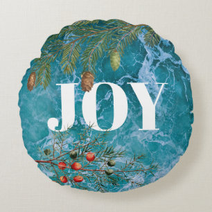 Christmas Summer Ocean Beach Joy Round Cushion