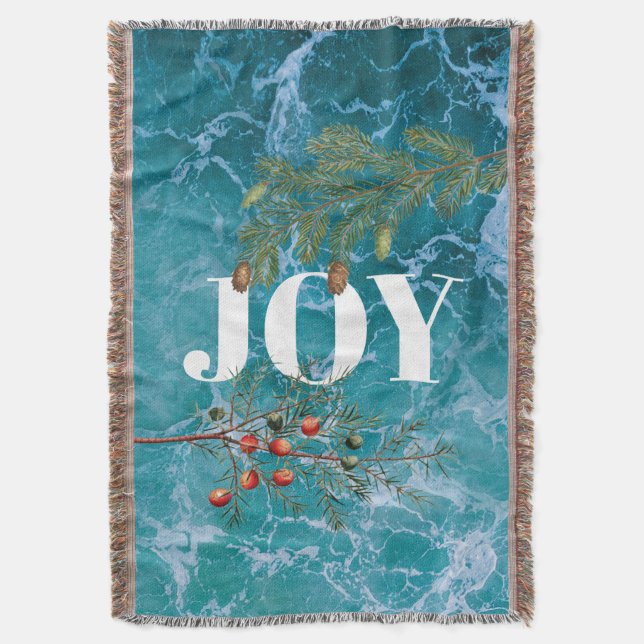 Christmas Summer Ocean Beach Joy  Throw Blanket (Front Vertical)
