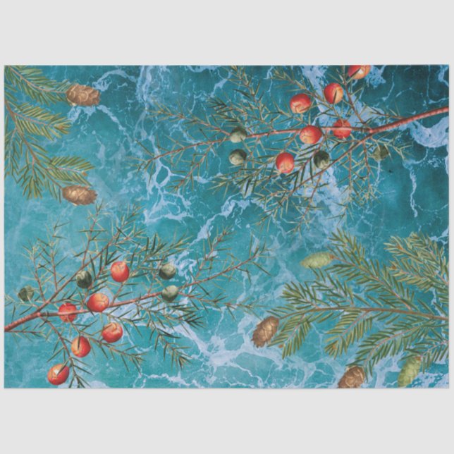 Christmas Summer Ocean Beach  Tissue Paper (Front)