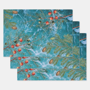 Christmas Summer Ocean Beach Wrapping Paper Sheet