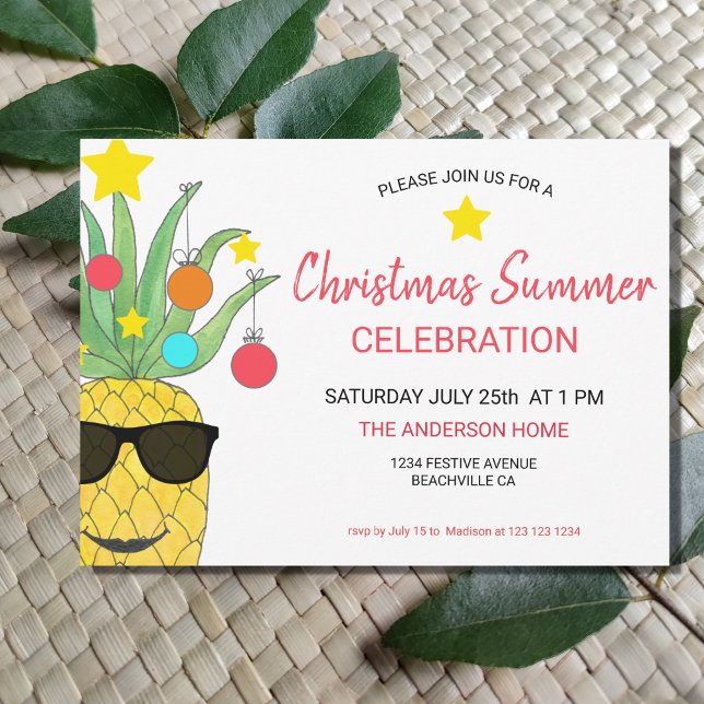 Christmas Summer Pineapple Party Invitation  (Creator Uploaded)