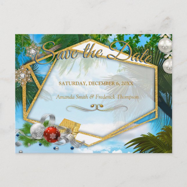 Christmas Summer Save the Date Announcement Postcard (Front)