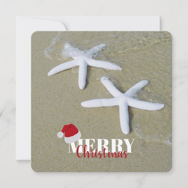 Christmas Summer Starfish Beach Xmas Card (Front)