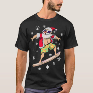 Christmas Summer Surf Hawaii  Santa Hawaiian Surfi T-Shirt