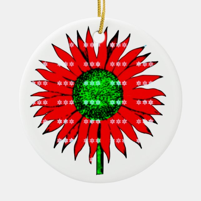 Christmas Sunflower Ceramic Ornament (Front)