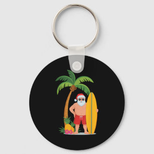 Christmas Surf Santa Beach Ne Vacation Surfing Key Ring