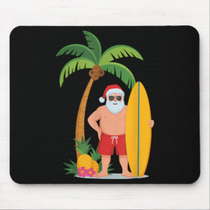 Christmas Surf Santa Beach Ne Vacation Surfing  Mouse Pad