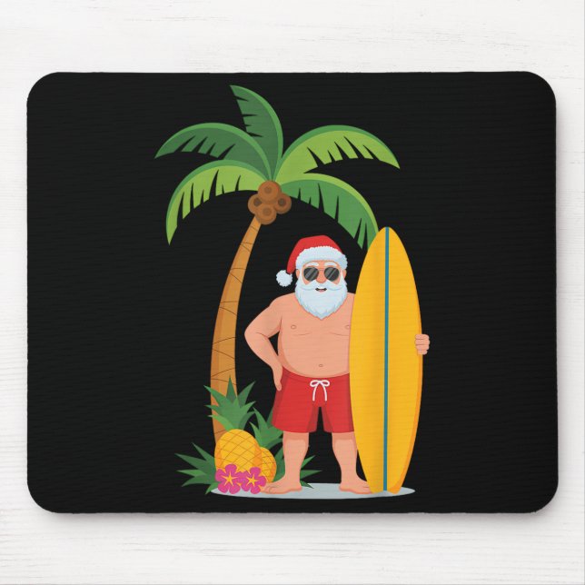 Christmas Surf Santa Beach Ne Vacation Surfing  Mouse Pad (Front)