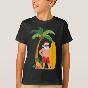 Christmas Surf Santa Beach Ne Vacation Surfing  T-Shirt
