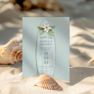 Christmas Surfboard Winter Beach Save the Date