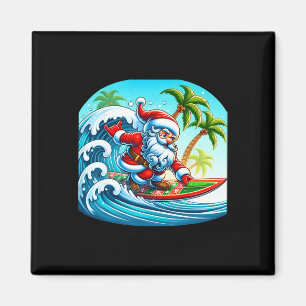 Christmas Surfing Santa Beach Surfboard Palms For Magnet