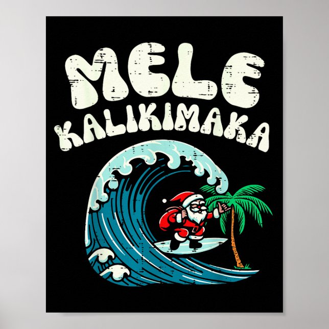 Christmas Surfing Santa Mele Kalikimaka Xmas Men B Poster (Front)