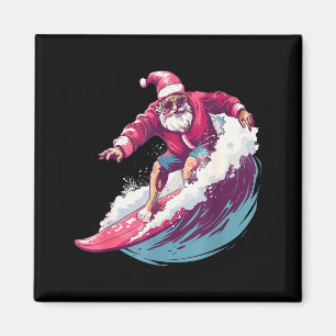 Christmas Surfing Santa Surfboarder Surf Lover Xma Magnet