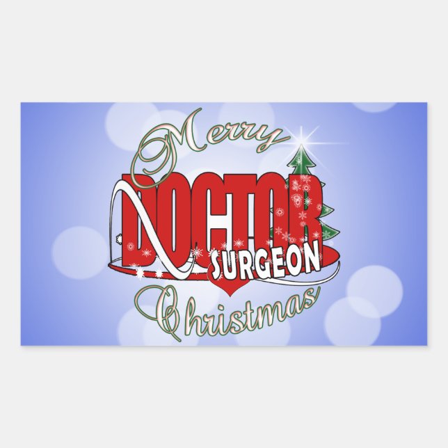 CHRISTMAS SURGEON DOCTOR RECTANGULAR STICKER (Front)