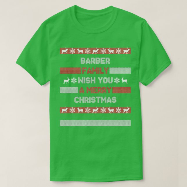 Christmas Surname Xmas Santa Barber Family T-Shirt (Design Front)