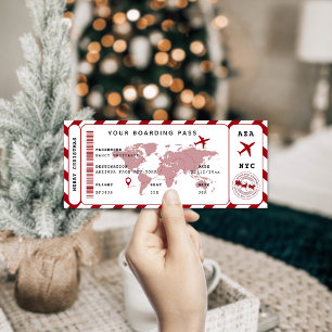 Christmas Surprise Boarding Pass   Holiday Ticket Card