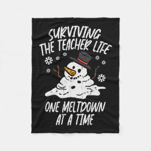 Christmas Surviving Teacher Life Meltdown Xmas Wom Fleece Blanket