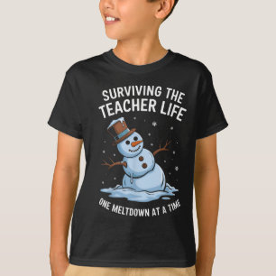 Christmas Surviving Teacher Life Meltdown Xmas Wom T-Shirt