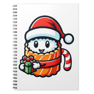 Christmas Sushi - Cute Holiday Food Cartoon Design Notebook