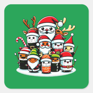 Christmas Sushi Festive Celebration Square Sticker