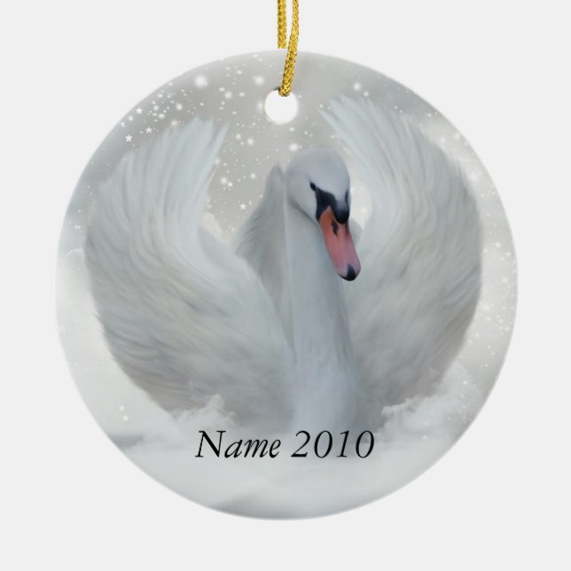 Christmas Swan Ornament - Your Name Customise (Front)