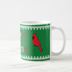 Christmas Sweater Coffee Mug with Red Cardinals