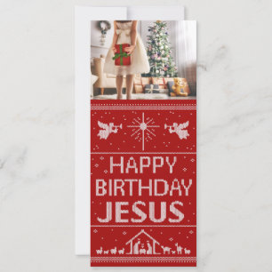 Christmas Sweater Happy Birthday Jesus  Religious Holiday Card