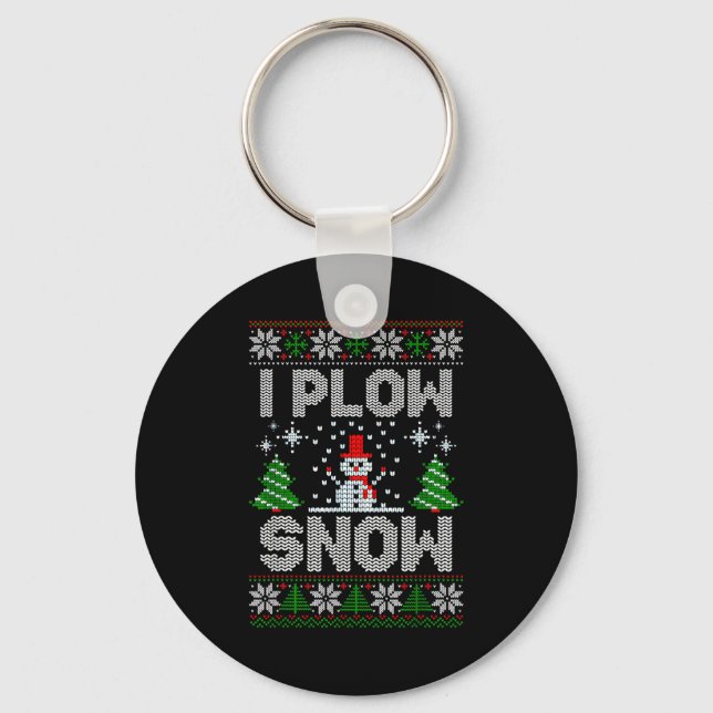 Christmas Sweater I Plow Snow Matching Couples Paj Key Ring (Front)