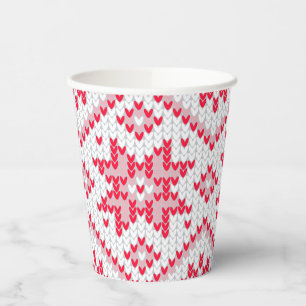 Christmas Sweater Knit Red Snowflake Paper Cups