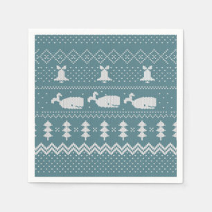 Christmas Sweater Knitted Pattern Whale Scandi    Napkin