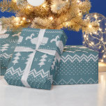 Christmas Sweater Knitted Pattern Whale Scandi  Wrapping Paper<br><div class="desc">Warm and cosy winter days and nights illustration design, featuring classic knitted funny ugly Christmas sweater with white whales, jingle bells, fir trees, and snowflakes. Minimalistic Xmas sweater pattern festive design in light blue and white for whale lovers. Whale Christmas pattern sweater. Whale Xmas design. Scandi whale Christmas Noel gifts....</div>