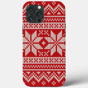 Christmas Sweater Knitting Pattern - RED iPhone 13 Pro Max Case