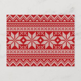Christmas Sweater Knitting Pattern - RED Holiday Postcard