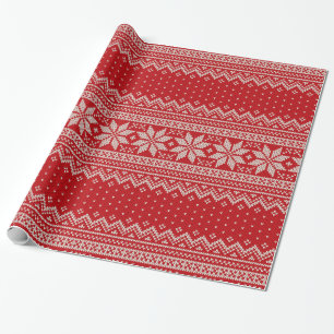 Christmas Sweater Knitting Pattern - RED Wrapping Paper