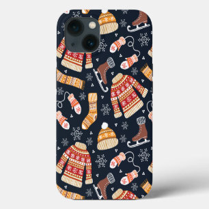 Christmas Sweater Mittens Ice Skate Winter Pattern iPhone 13 Case