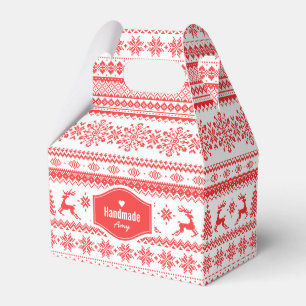Christmas sweater red fair isle pattern monogram favour box