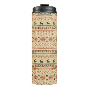 Christmas Sweater Reindeer Pattern Thermal Tumbler