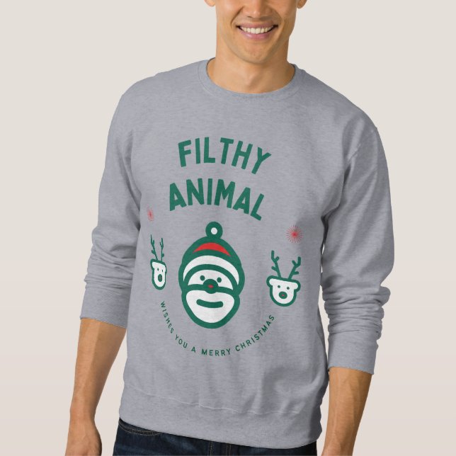 Christmas Sweatshirt, Ya filthy Animal, Sweater (Front)