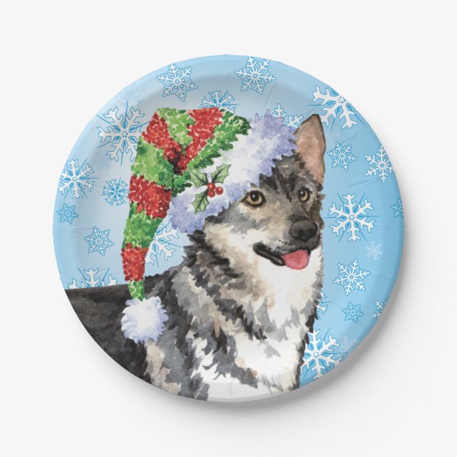 Christmas Swedish Vallhund Paper Plate (Front)