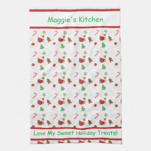 Christmas Sweets – Candy Canes, Cookies & Cocoa Tea Towel